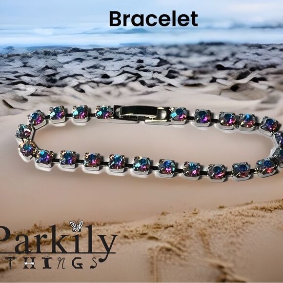 Handcrafted bracelet with aurora borealis Swarovski crystal - Picture 1 of 6